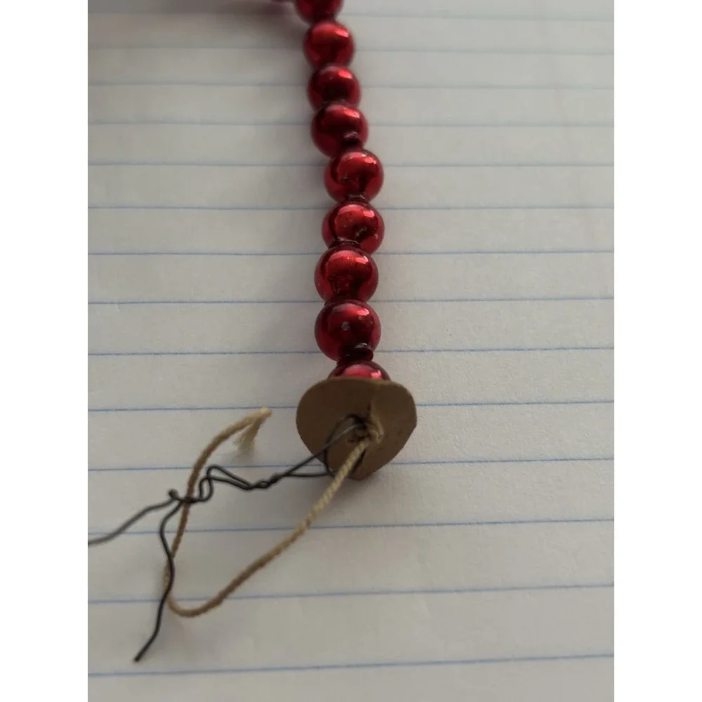 Vtg Mercury Glass Bead Christmas Garland Red LOT of 2 Strands 7 ft+ Each 1/4